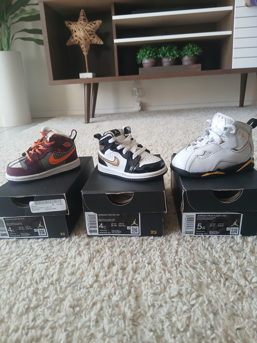 Kids Shoes - White/Black/Gold and Burgundy/Orange Options